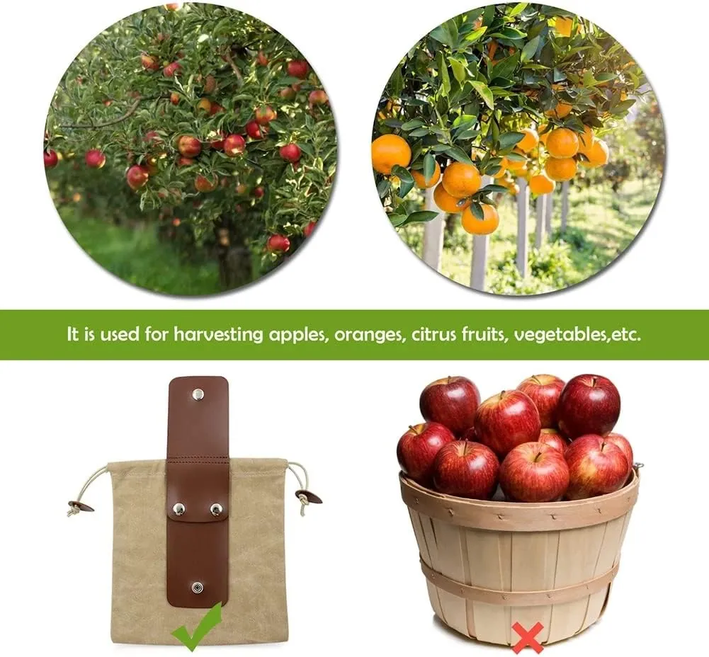 Foraging Bag Waxed Canvas PU Leather Collapsible Outdoor Foraging Pouch Mushroom Hunting Storage Bushcraft Belt Water Resistant Tinder Dump for Travel Camping Hiking Picking up Bag Only (Khaki)