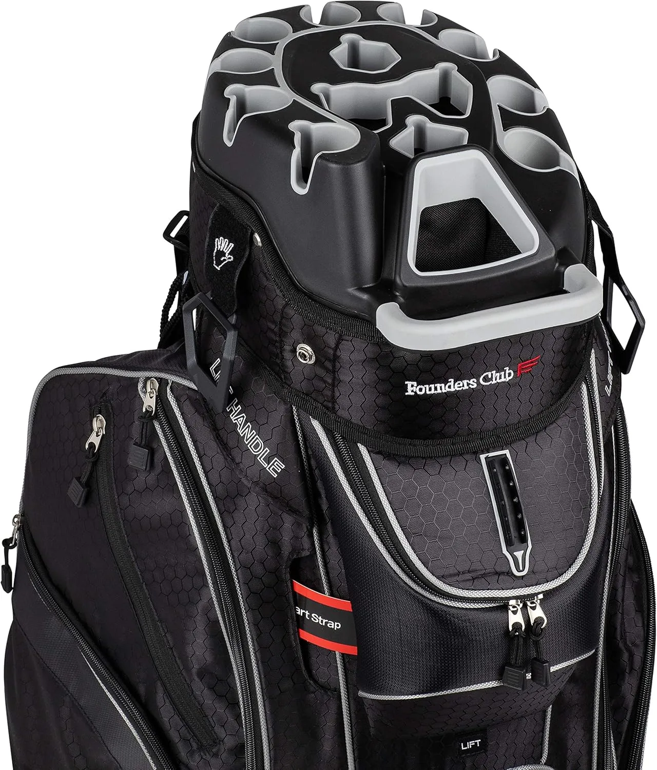 Founders Club 3rd Generation Club Lock Organizer Golf Cart Bag with 14 Way Anti Rattle Divider Top- Free Snap On Rain Hood-Full Length Dividers