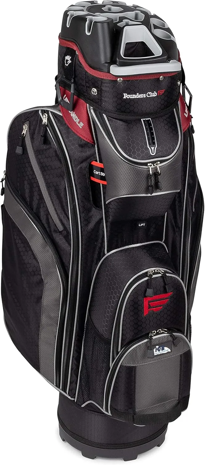 Founders Club 3rd Generation Club Lock Organizer Golf Cart Bag with 14 Way Anti Rattle Divider Top- Free Snap On Rain Hood-Full Length Dividers