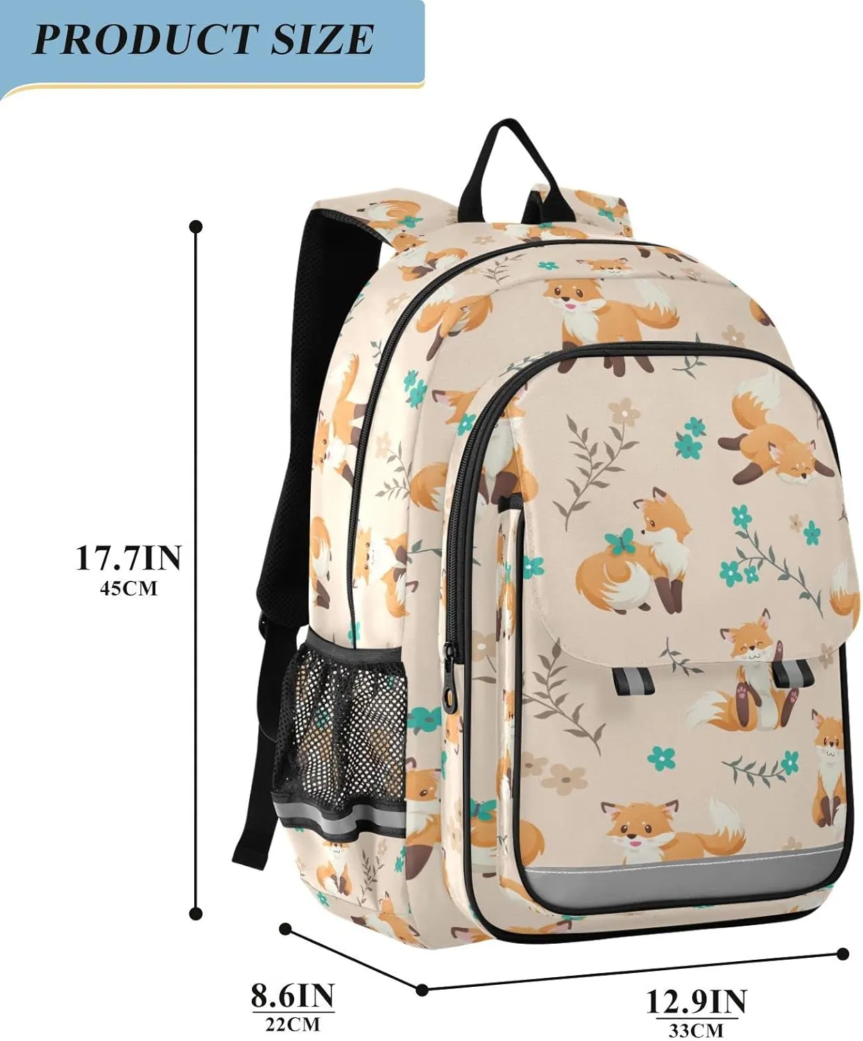 Fox Forest Animals Backpack for Women Men, Large Student School Bookbag 15.6 in Laptop Bag Purse Travel Casual Daypack