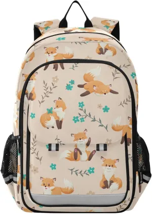 Fox Forest Animals Backpack for Women Men, Large Student School Bookbag 15.6 in Laptop Bag Purse Travel Casual Daypack