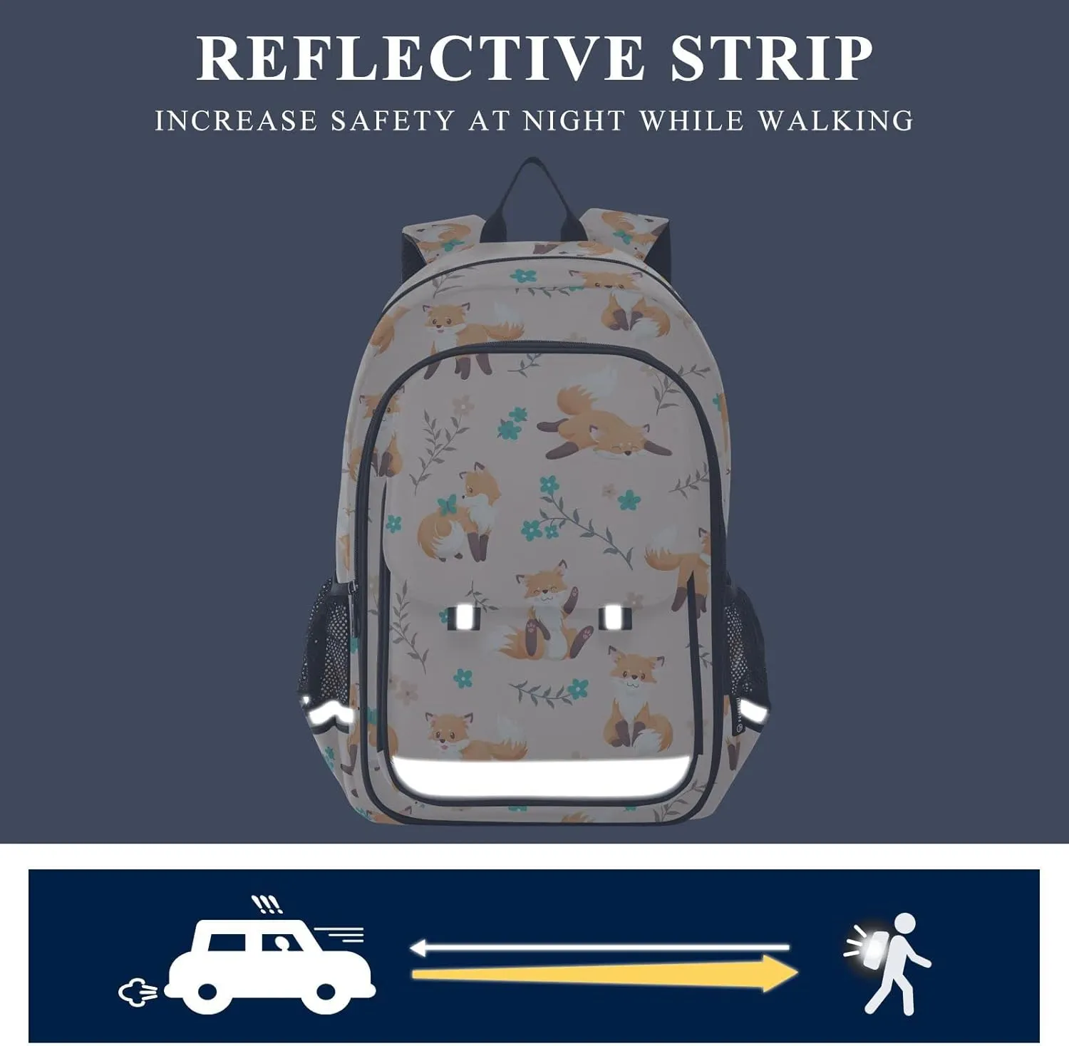Fox Forest Animals Backpack for Women Men, Large Student School Bookbag 15.6 in Laptop Bag Purse Travel Casual Daypack