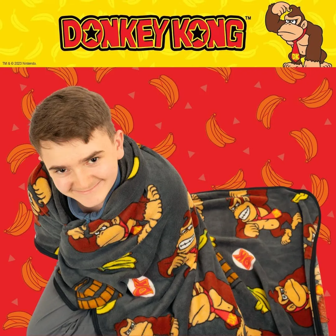 Franco Collectibles Nintendo Donkey Kong Gaming Bedding Super Soft Micro Raschel Throw, 46 in x 60 in, (Officially Licensed Product)
