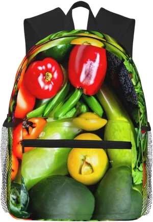 fresh vegetables fruits print Lightweight and comfortable backpack Casual Laptop Backpack for Travel Hiking