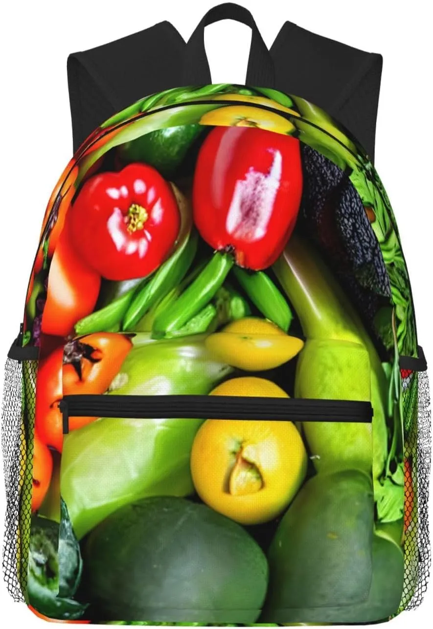 fresh vegetables fruits print Lightweight and comfortable backpack Casual Laptop Backpack for Travel Hiking