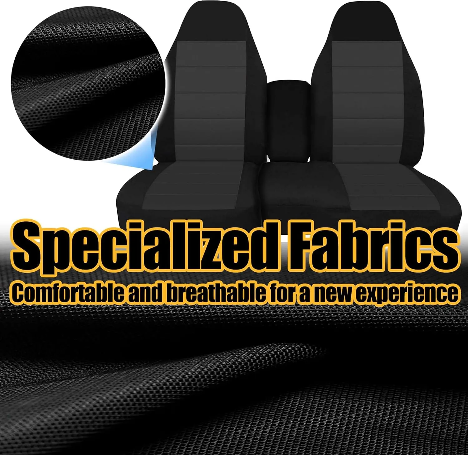 Front 60/40 Split Bench Seat Covers with Console Armrest Truck Seat Cover, Compatible with Chevy Colorado GMC Canyon 2004 2005 2006 2007 2008 2009 2010 2011 2012-Black