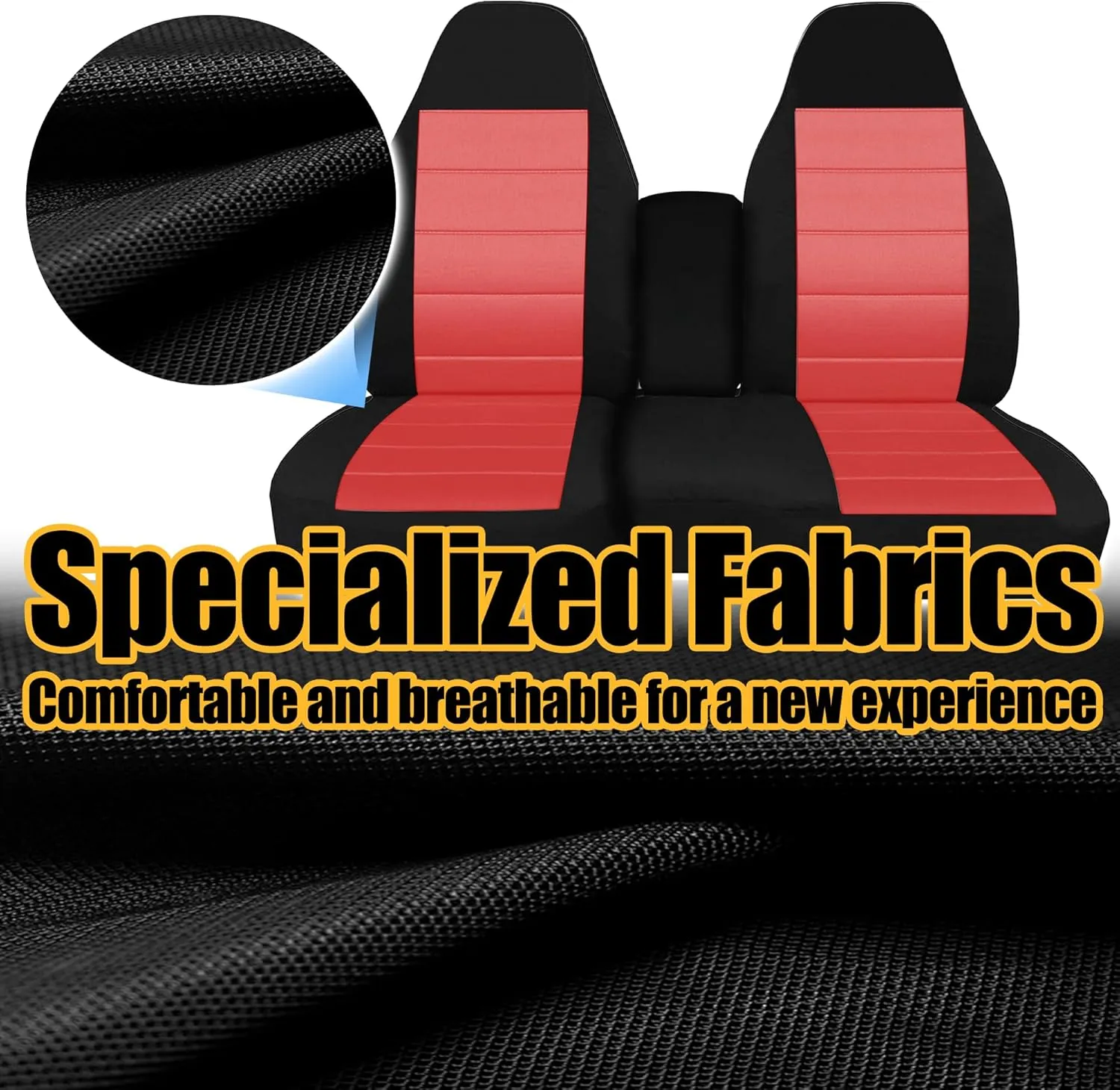 Front 60/40 Split Bench Seat Covers with Console Armrest Truck Seat Cover, Compatible with Chevy Colorado GMC Canyon 2004 2005 2006 2007 2008 2009 2010 2011 2012-Red