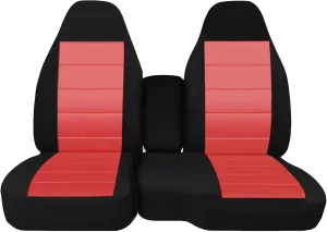 Front 60/40 Split Bench Seat Covers with Console Armrest Truck Seat Cover, Compatible with Chevy Colorado GMC Canyon 2004 2005 2006 2007 2008 2009 2010 2011 2012-Red