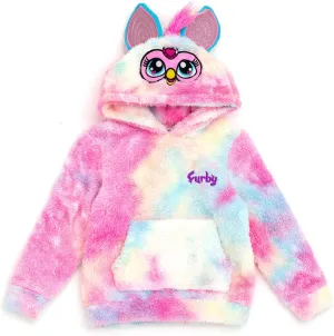 Furby Hasbro Girls Cosplay Pullover Hoodie Cozy Sherpa Toddler to Big Kid Sizes (4T - 14-16)