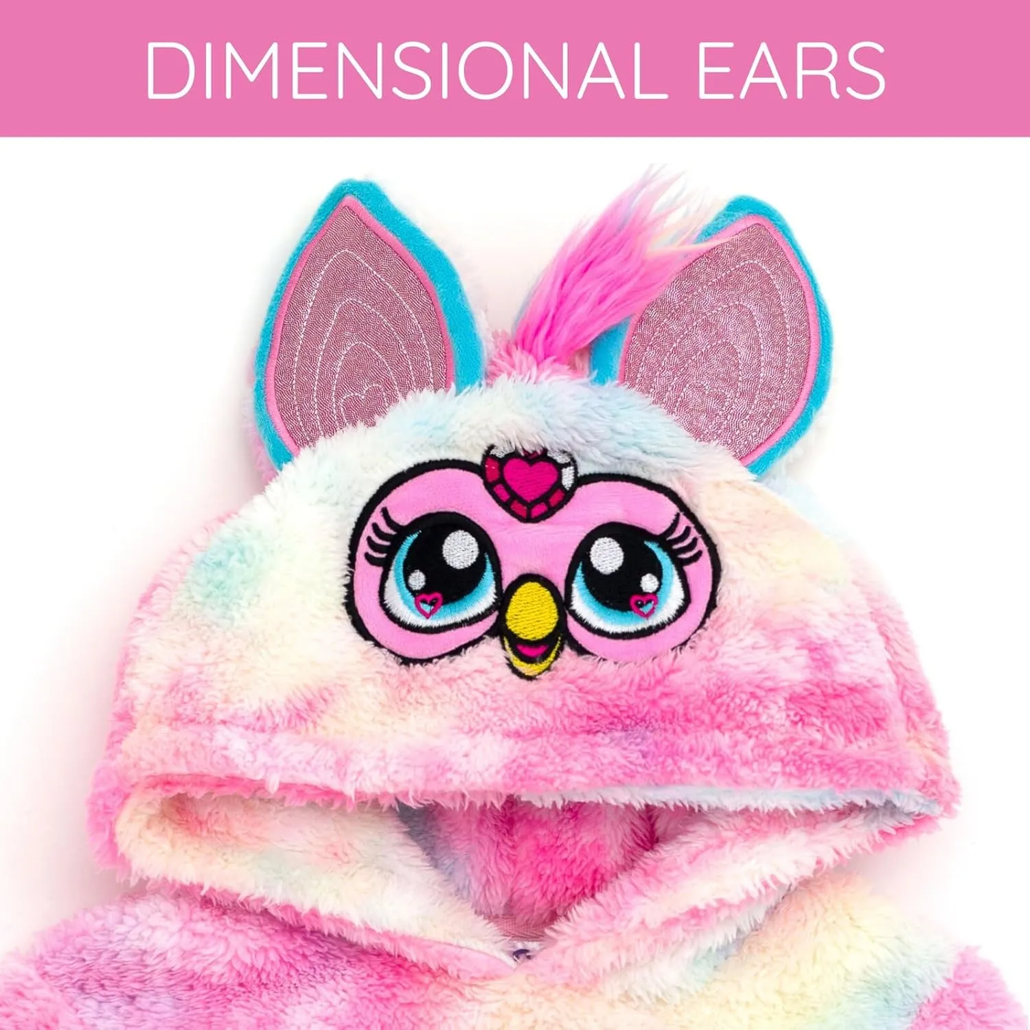 Furby Hasbro Girls Cosplay Pullover Hoodie Cozy Sherpa Toddler to Big Kid Sizes (4T - 14-16)