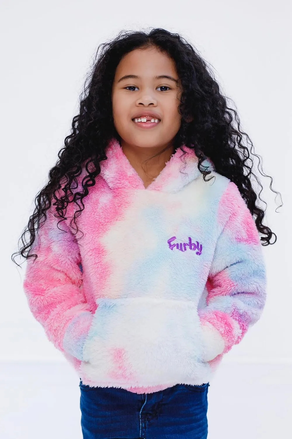Furby Hasbro Girls Cosplay Pullover Hoodie Cozy Sherpa Toddler to Big Kid Sizes (4T - 14-16)