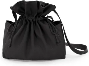 FURPHI Medieval Drawstring Bag Canvas Shoulder Bag with Side Pockets Renaissance Costume Accessories for Ren Faire LARP (Black)