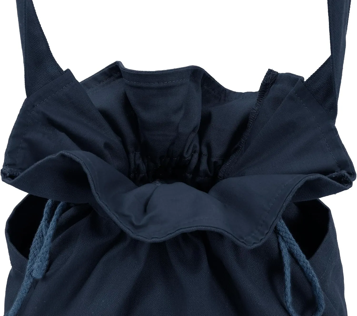 FURPHI Medieval Drawstring Bag Canvas Shoulder Bag with Side Pockets Renaissance Costume Accessories for Ren Faire LARP (Blue)