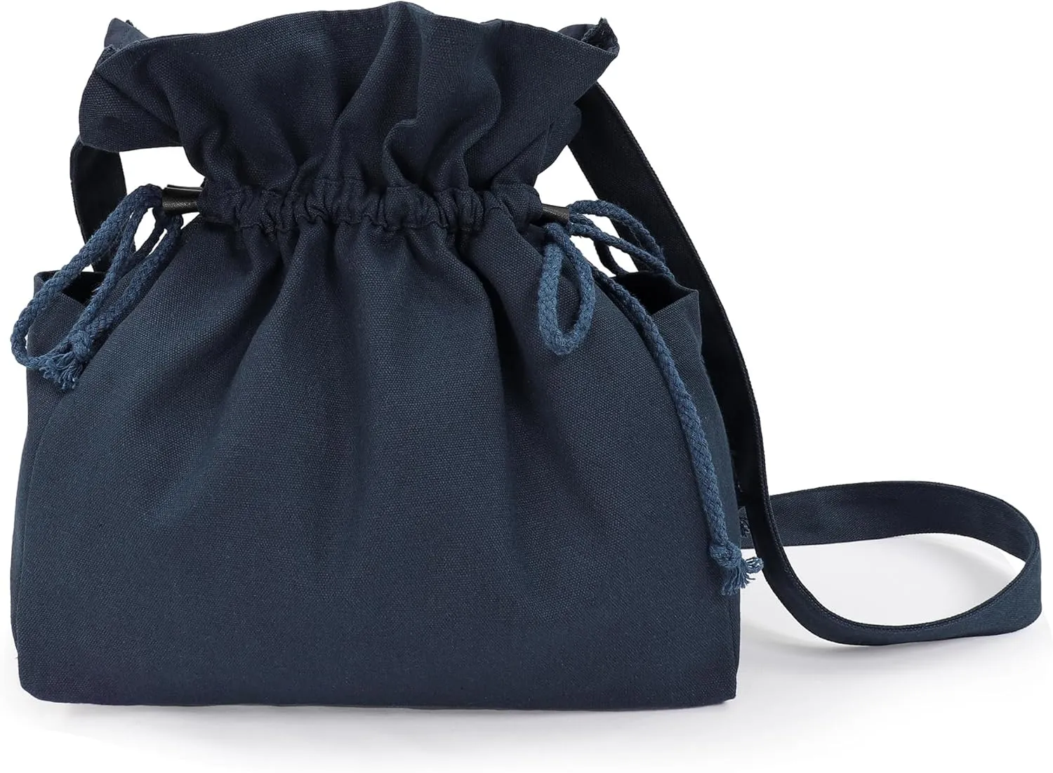FURPHI Medieval Drawstring Bag Canvas Shoulder Bag with Side Pockets Renaissance Costume Accessories for Ren Faire LARP (Blue)