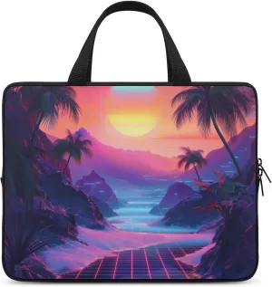 Futuristic Neon Palm Tree Highway Laptop Bag Laptop Case Computer Messenger Bag with Adjustable Shoulder Strap