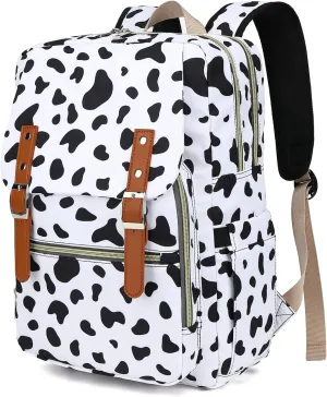 Fuyicat Cow Print Laptop Backpack for Women Men Travel Business Work, Girls Boys School Backpack College Bookbag Fit 15.6 Inch Notebook
