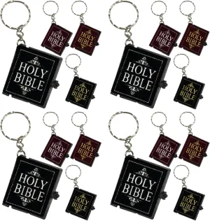 Garneck 4sets Keychain Miniature Bibles Decorative Religious Bible Keyring for Parties Bag Hanging Adornment 4pcs*4