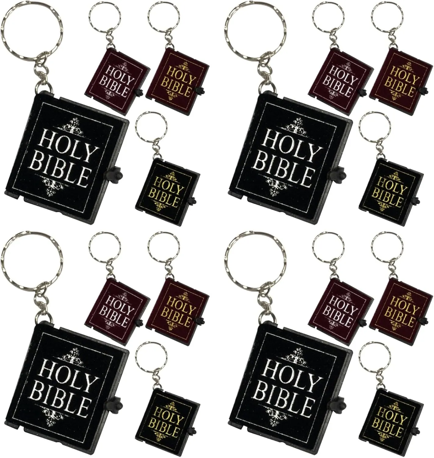 Garneck 4sets Keychain Miniature Bibles Decorative Religious Bible Keyring for Parties Bag Hanging Adornment 4pcs*4