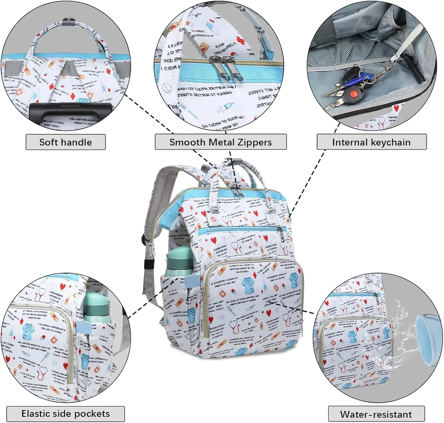 Gatycallaty Teacher Backpack for Women Teacher Laptop Bag Travel Work Gifts Teacher Bookbag Office Educators Large Capacity (MEDICAL, 15.6 inches)