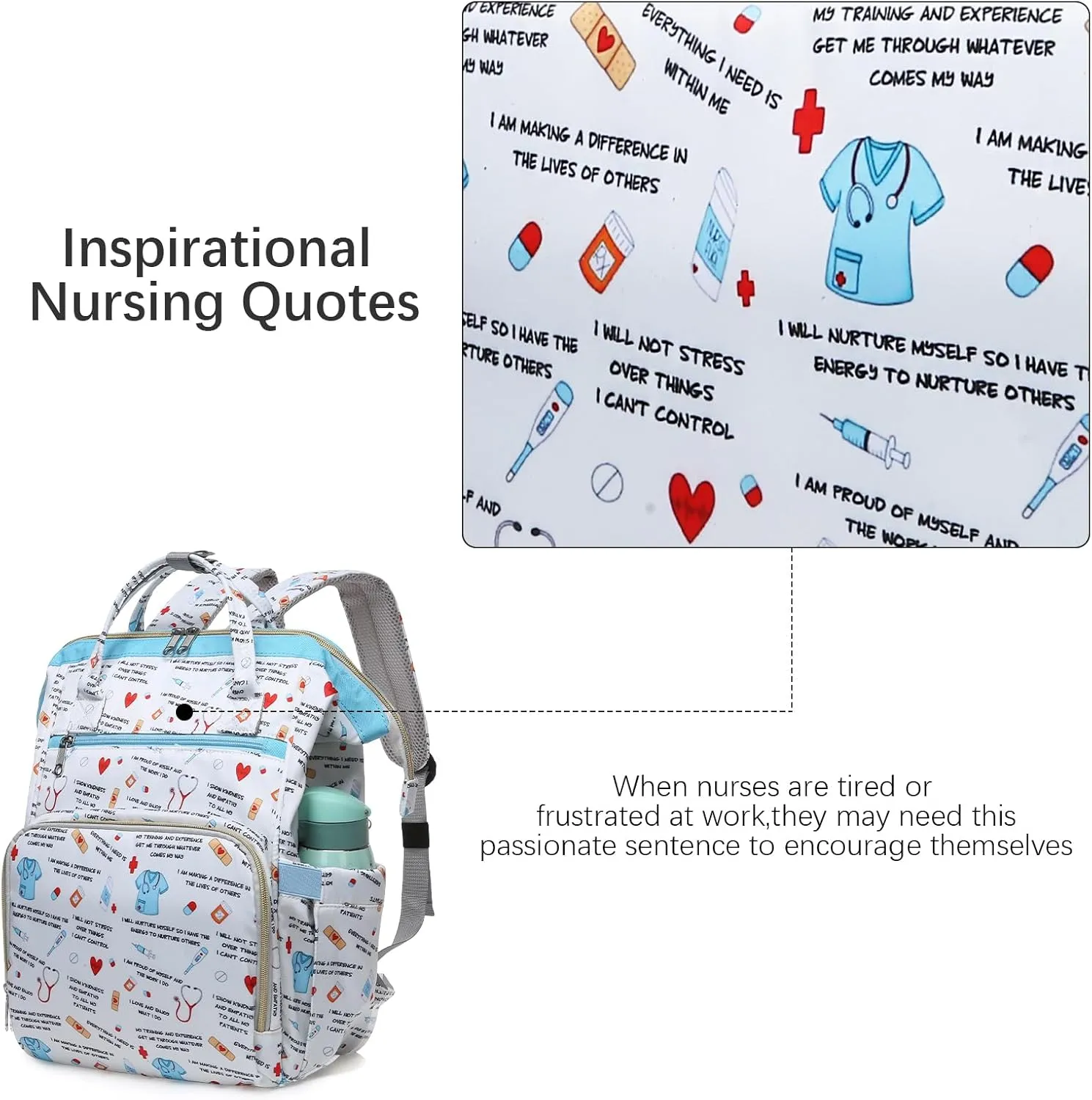 Gatycallaty Teacher Backpack for Women Teacher Laptop Bag Travel Work Gifts Teacher Bookbag Office Educators Large Capacity (MEDICAL, 15.6 inches)