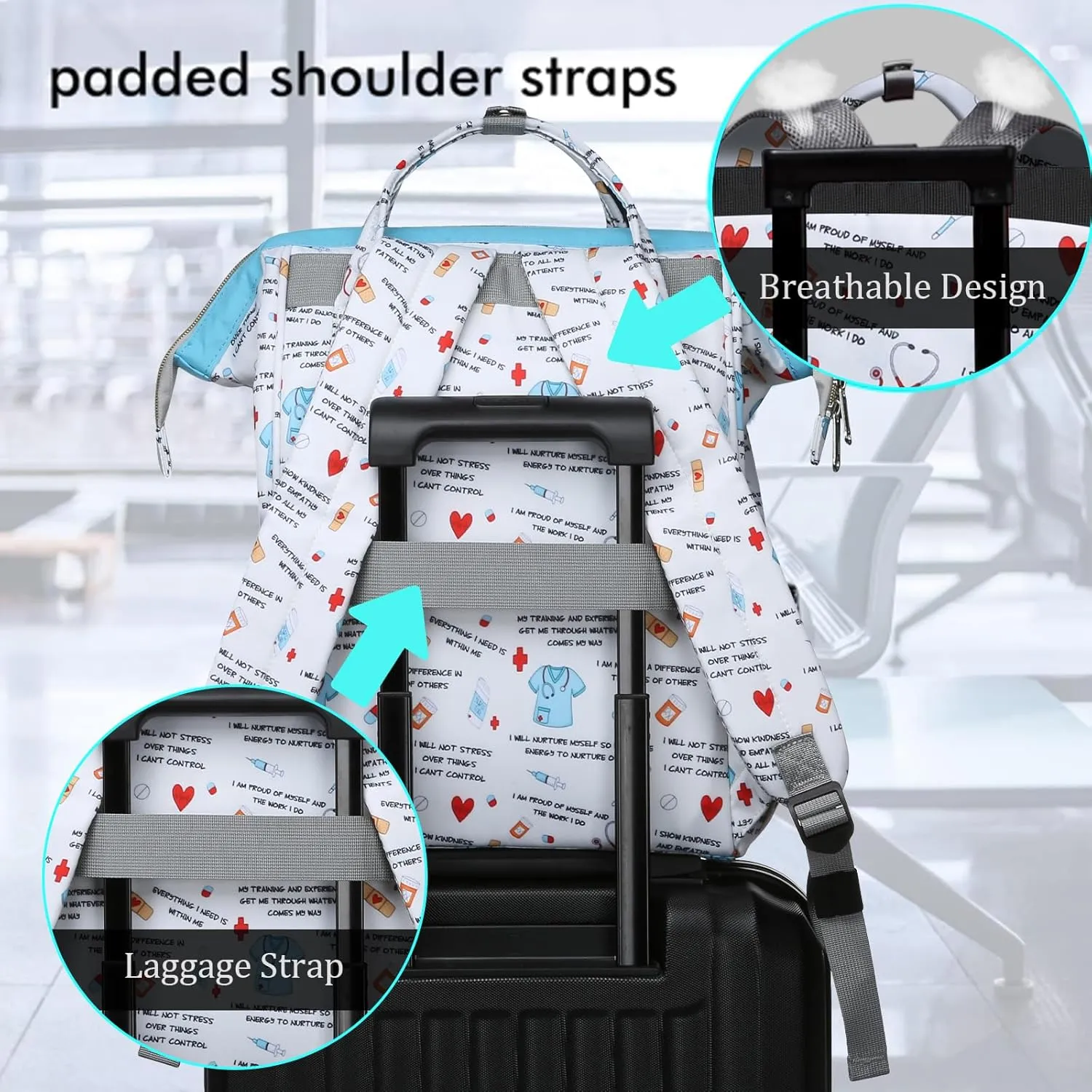 Gatycallaty Teacher Backpack for Women Teacher Laptop Bag Travel Work Gifts Teacher Bookbag Office Educators Large Capacity (MEDICAL, 15.6 inches)