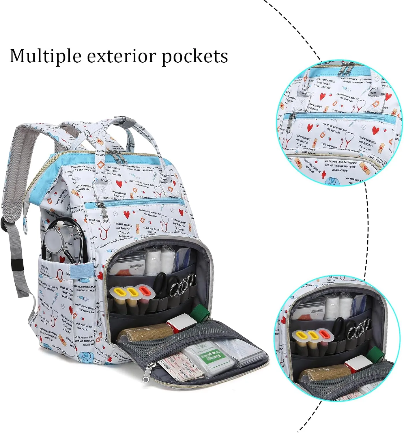Gatycallaty Teacher Backpack for Women Teacher Laptop Bag Travel Work Gifts Teacher Bookbag Office Educators Large Capacity (MEDICAL, 15.6 inches)