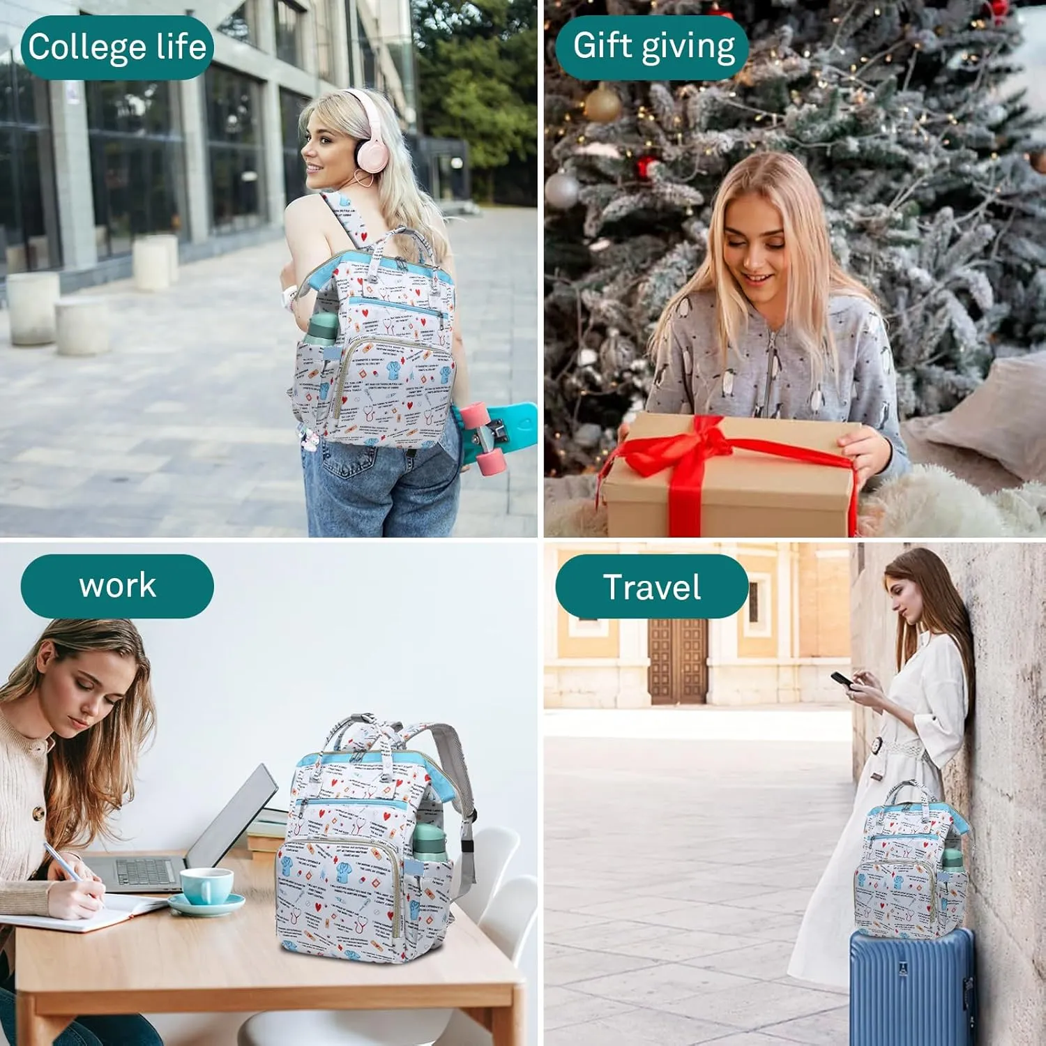 Gatycallaty Teacher Backpack for Women Teacher Laptop Bag Travel Work Gifts Teacher Bookbag Office Educators Large Capacity (MEDICAL, 15.6 inches)