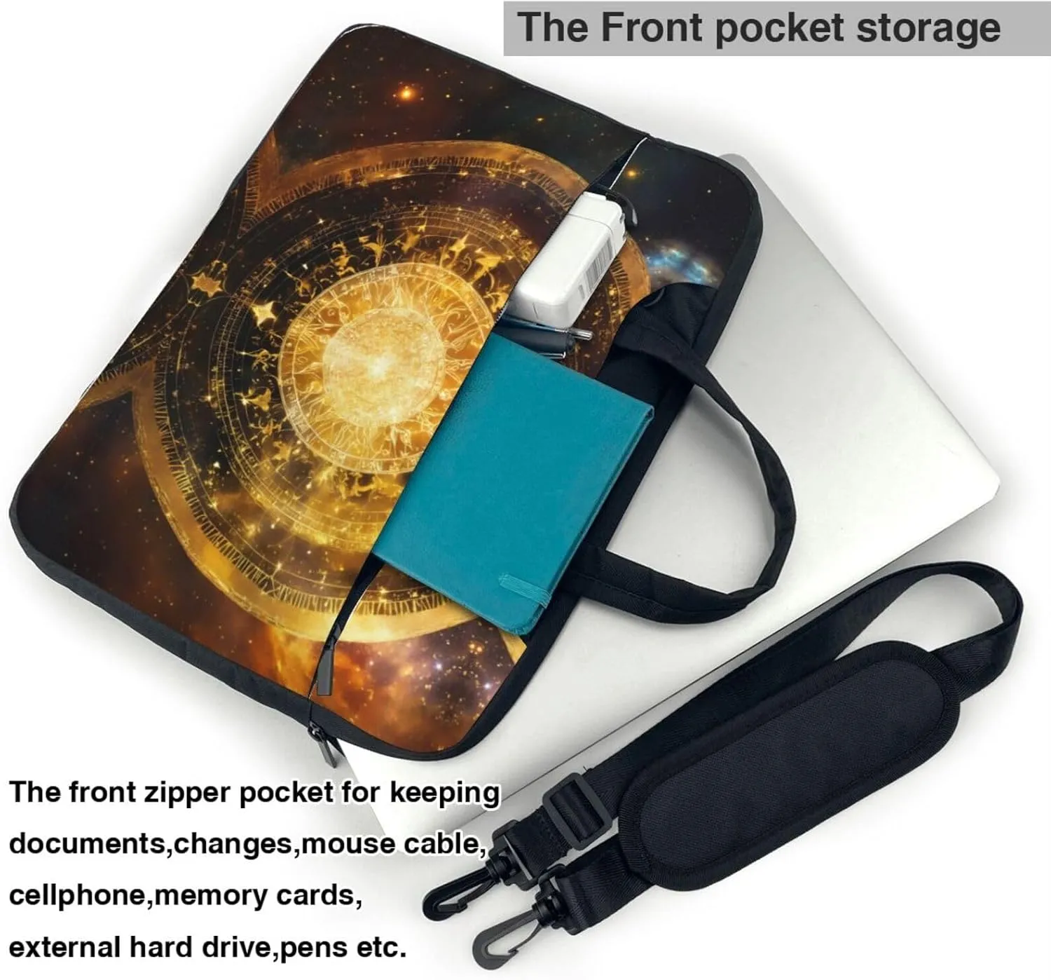 Gears Clock Bronze Century Print Messenger Bag & Case Shoulder Strap Fashionable Laptop Bag for Business Travel