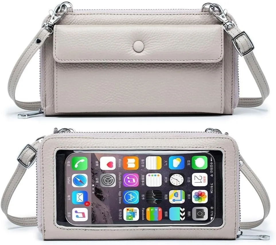 Genuine Leather Wallet Cell Phone Purse for Women Touch Screen Holder Pocket