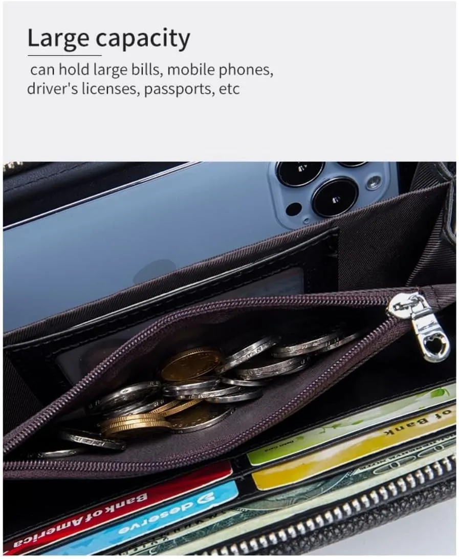 Genuine Leather Wallet Cell Phone Purse for Women Touch Screen Holder Pocket