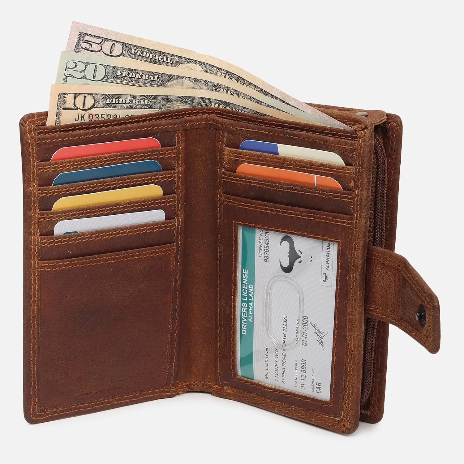 Genuine Leather Wallet for Women - RFID Blocking Ladies Wallet - Multi Coloured Purse (LW108)