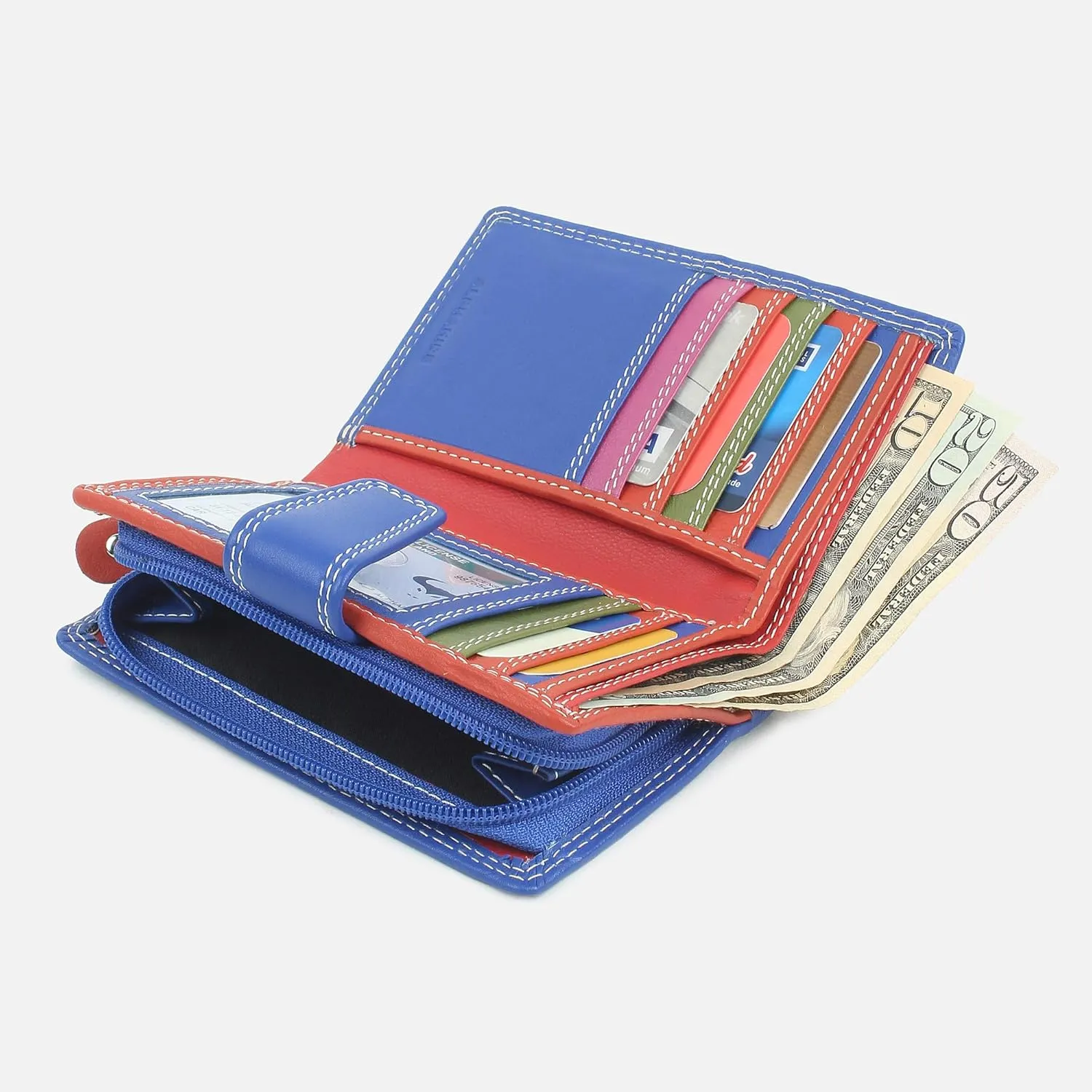 Genuine Leather Wallet for Women - RFID Blocking Ladies Wallet - Multi Coloured Purse (LW108)