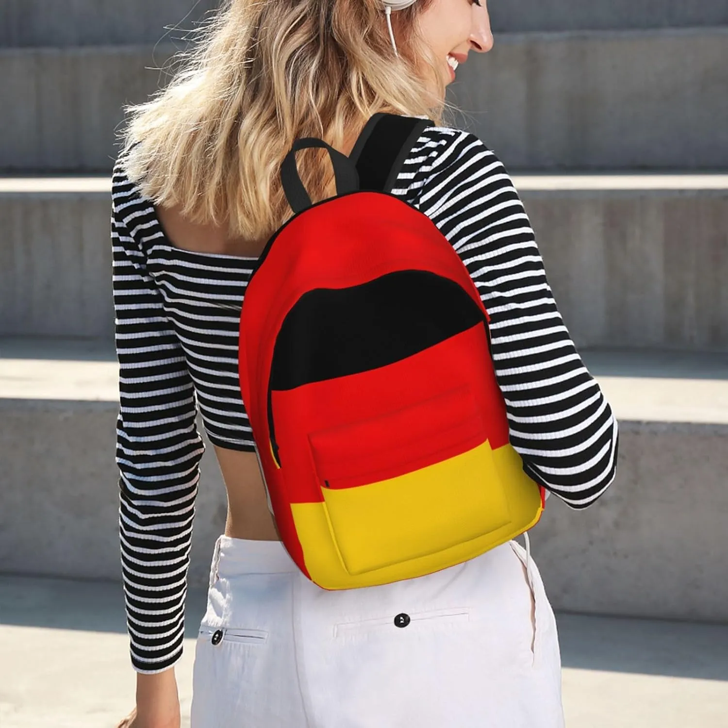German flag print Backpack Travel Backpacks for Women Men College Backpack Computer Bag for Travel