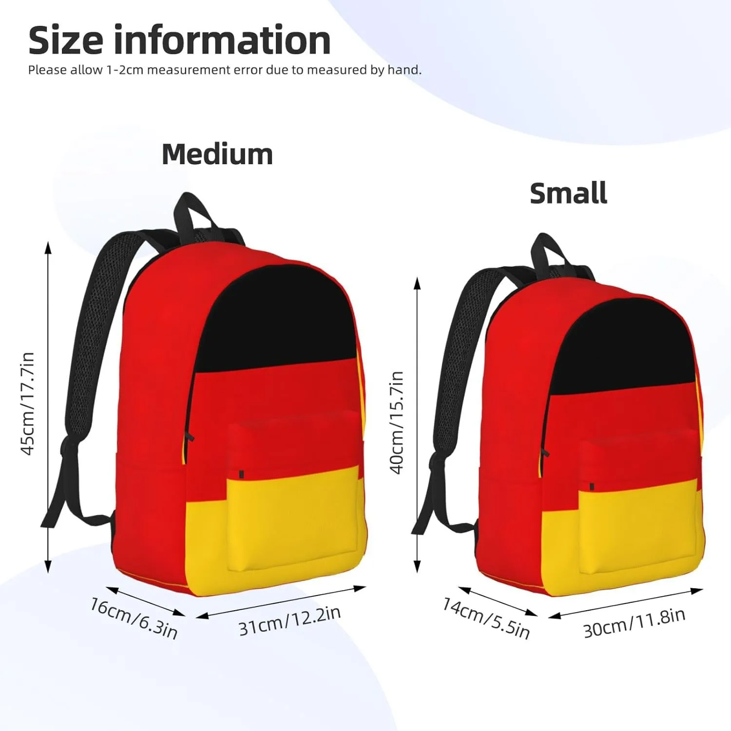 German flag print Backpack Travel Backpacks for Women Men College Backpack Computer Bag for Travel