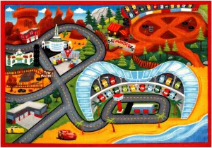 Gertmenian Disney Pixar Cars Indoor Area Rug - 4x6 Large, Non-Slip, Ideal for Children in Bedroom, Game Room, Classroom, Nursery or Play Area - Cars 3, Red, 31130
