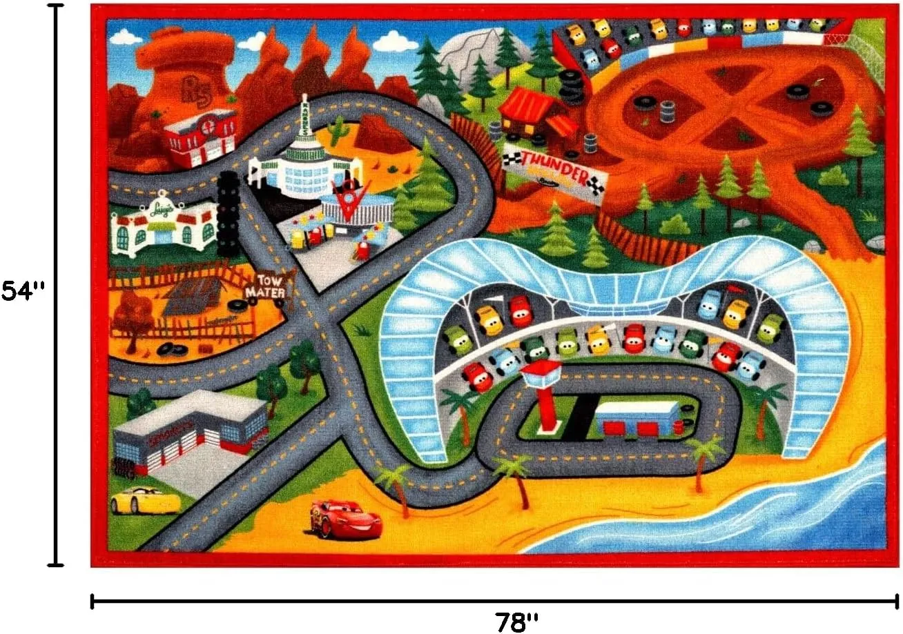 Gertmenian Disney Pixar Cars Indoor Area Rug - 4x6 Large, Non-Slip, Ideal for Children in Bedroom, Game Room, Classroom, Nursery or Play Area - Cars 3, Red, 31130