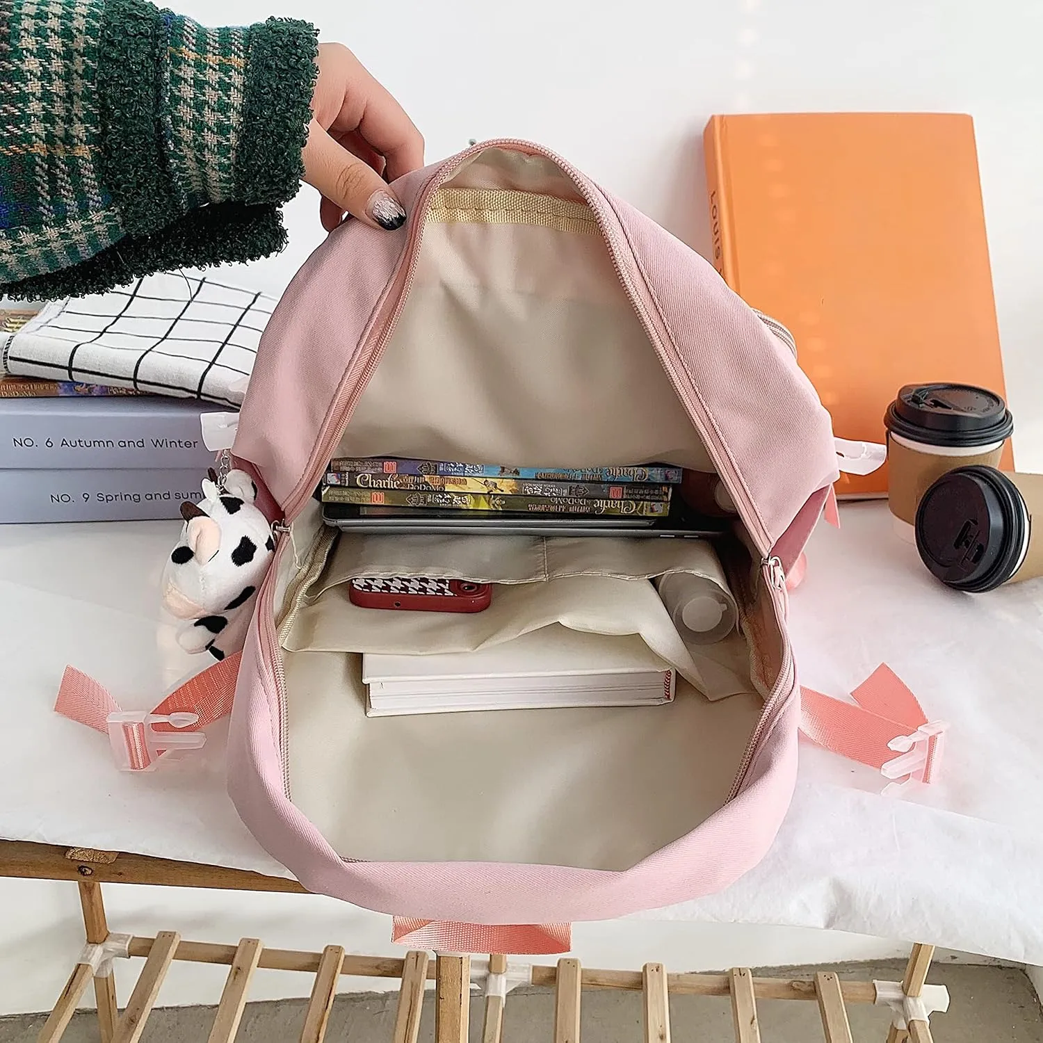 GGOOB Kawaii Backpack with Pins Kawaii School Backpack Cute Aesthetic Backpack Cute Kawaii Backpack for School (Black, With Accessories)
