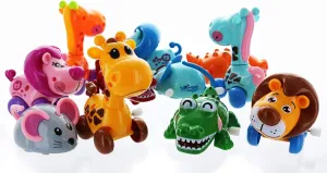 GIFTEXPRESS 12 Pieces 3” - 4” Assorted Zoo Animal Wind Up Toys for Kids Party Favors - Perfect Playing Size for age 3 – 10