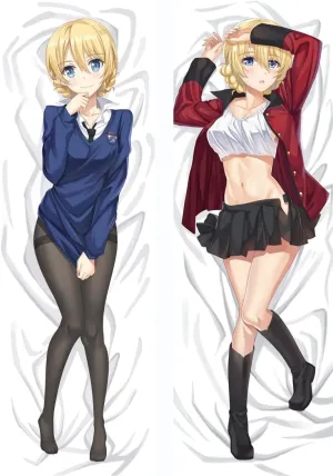 Girls und Panzer Double Sided hugs, Princess Anime Pillowcase Dakimakura, Decorative Pillowcase Anime Cartoon Characters 150x50cm Peach Skin/2WAY(Peach Skin,160x50cm(63x20in))