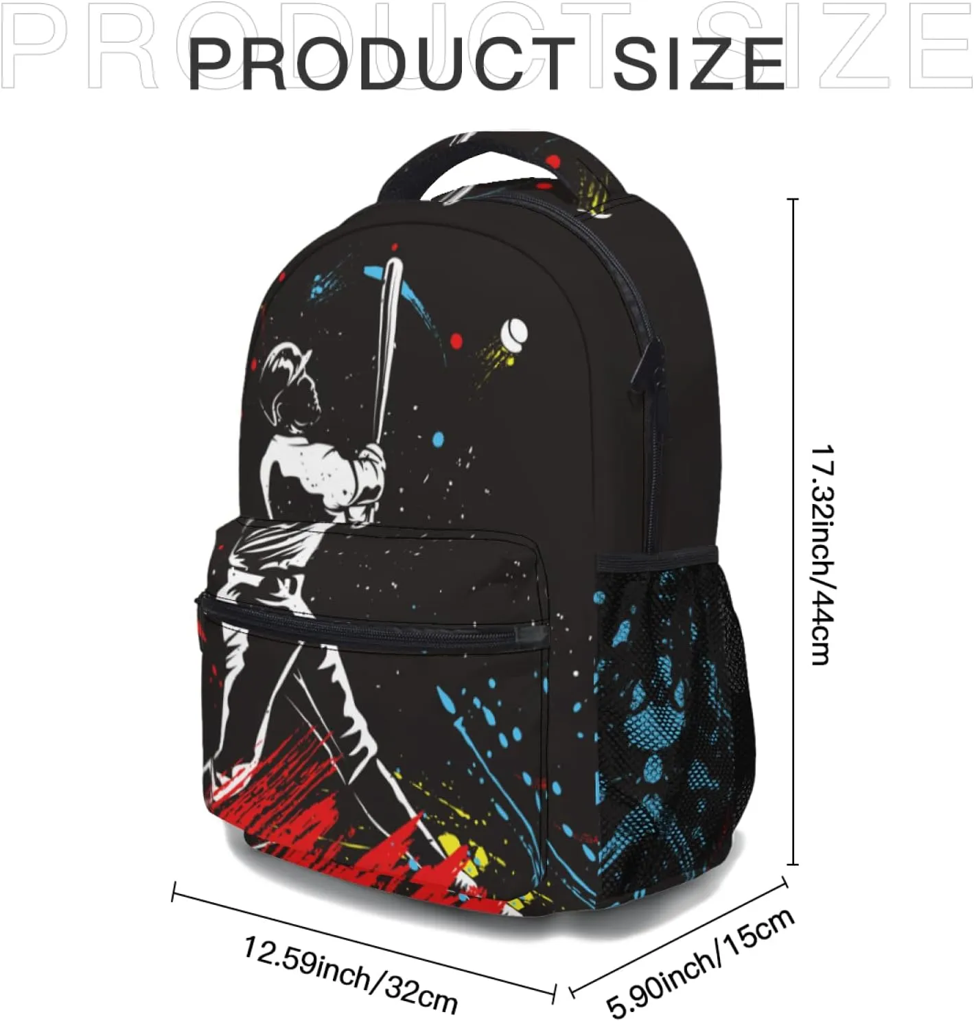 Giwawa Baseball Kids Backpacks, Sports Print School Bags Daypacks for Boys Girls Women Men Students Travel Laptop, Adjustable Shoulder Strap & Multiple Pockets Bookbag