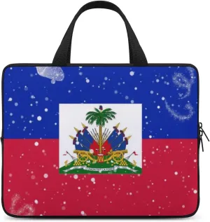 Glittering Butterfly Haiti Laptop Bag Laptop Case Computer Messenger Bag with Adjustable Shoulder Strap