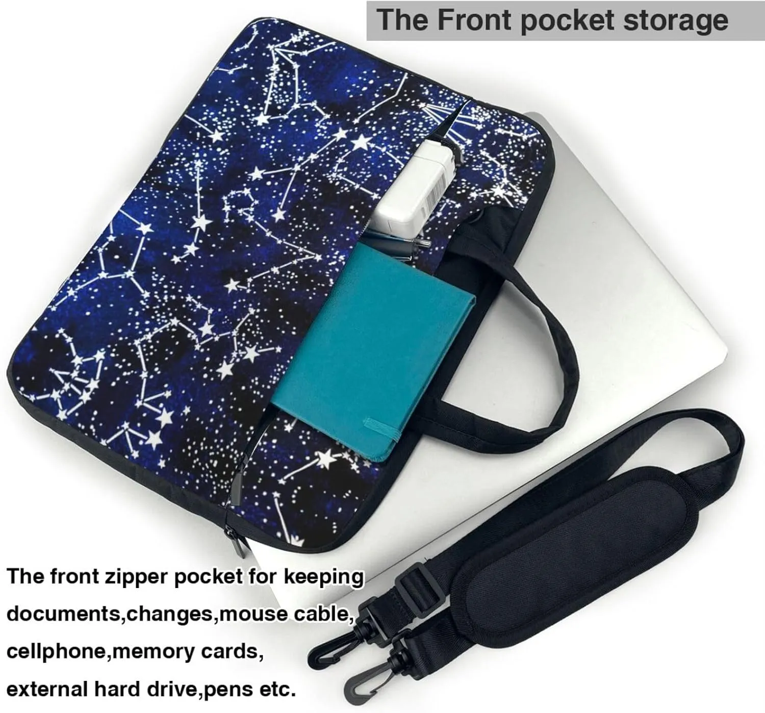 Glow In The Dark Print Laptop Bag,Can Use It Freely As A Shoulder Bag,Crossbody Bag,And Briefcase