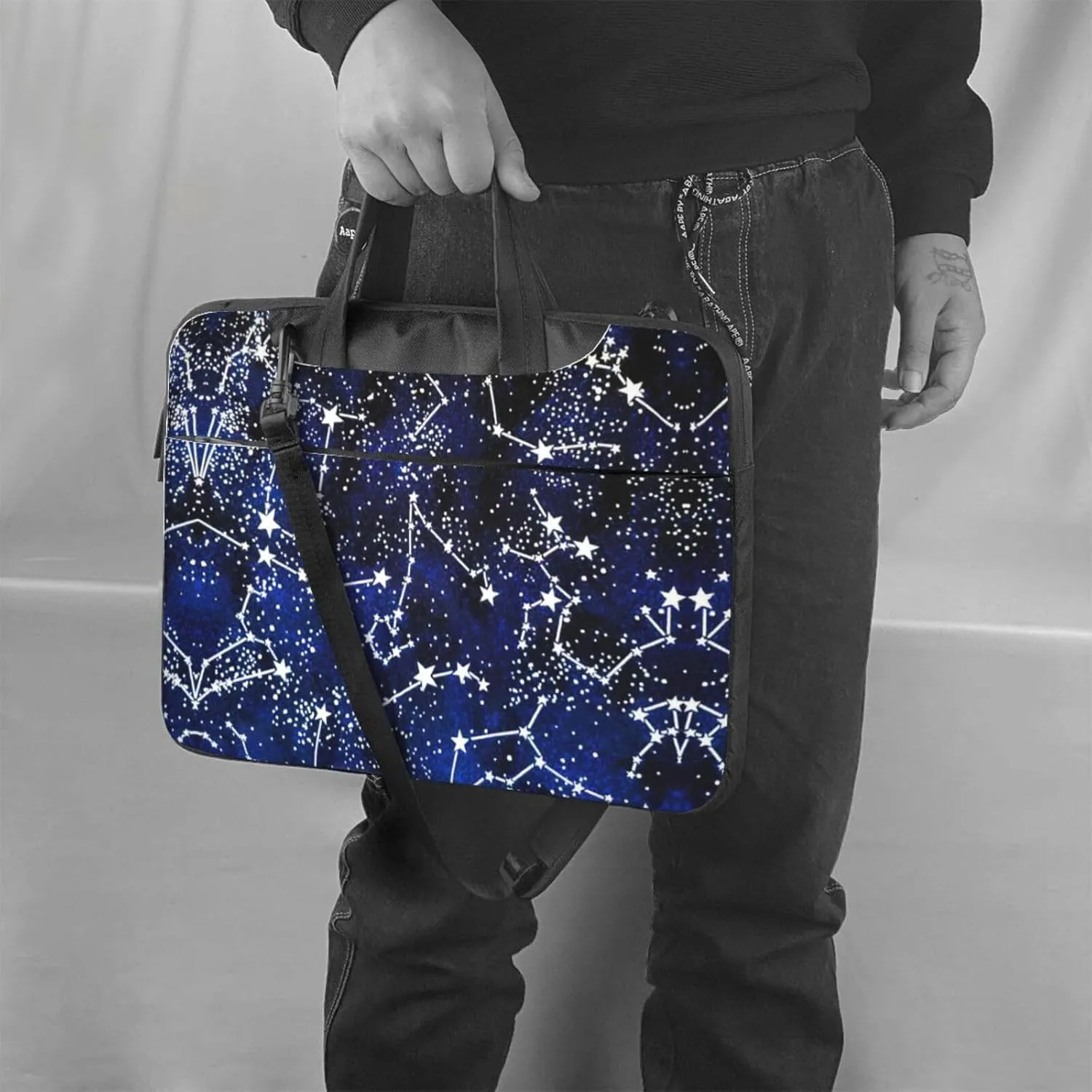 Glow In The Dark Print Laptop Bag,Can Use It Freely As A Shoulder Bag,Crossbody Bag,And Briefcase