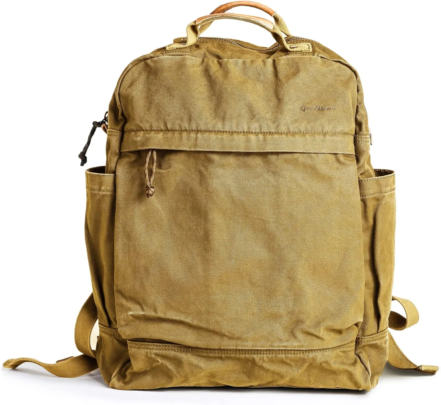 Gootium Canvas Backpack for Women Vintage Style Zipper Bag Men's Casual Daypack Cloth Outdoor Travel Rucksack, Khaki