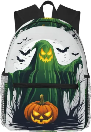 Green Ghost Horror Halloween Pumpkin print Lightweight and comfortable backpack Casual Laptop Backpack for Travel Hiking