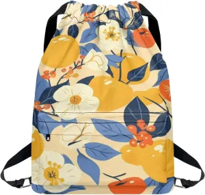 Gym Bag for Women Cheerful Lively Style Drawstring Backpack with Convenient Compartments Large Capacity Sport Gym Sackpack Suitable for Variety Of Occasions