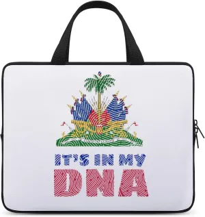Haiti American Flag Laptop Bag Laptop Case Computer Messenger Bag with Adjustable Shoulder Strap