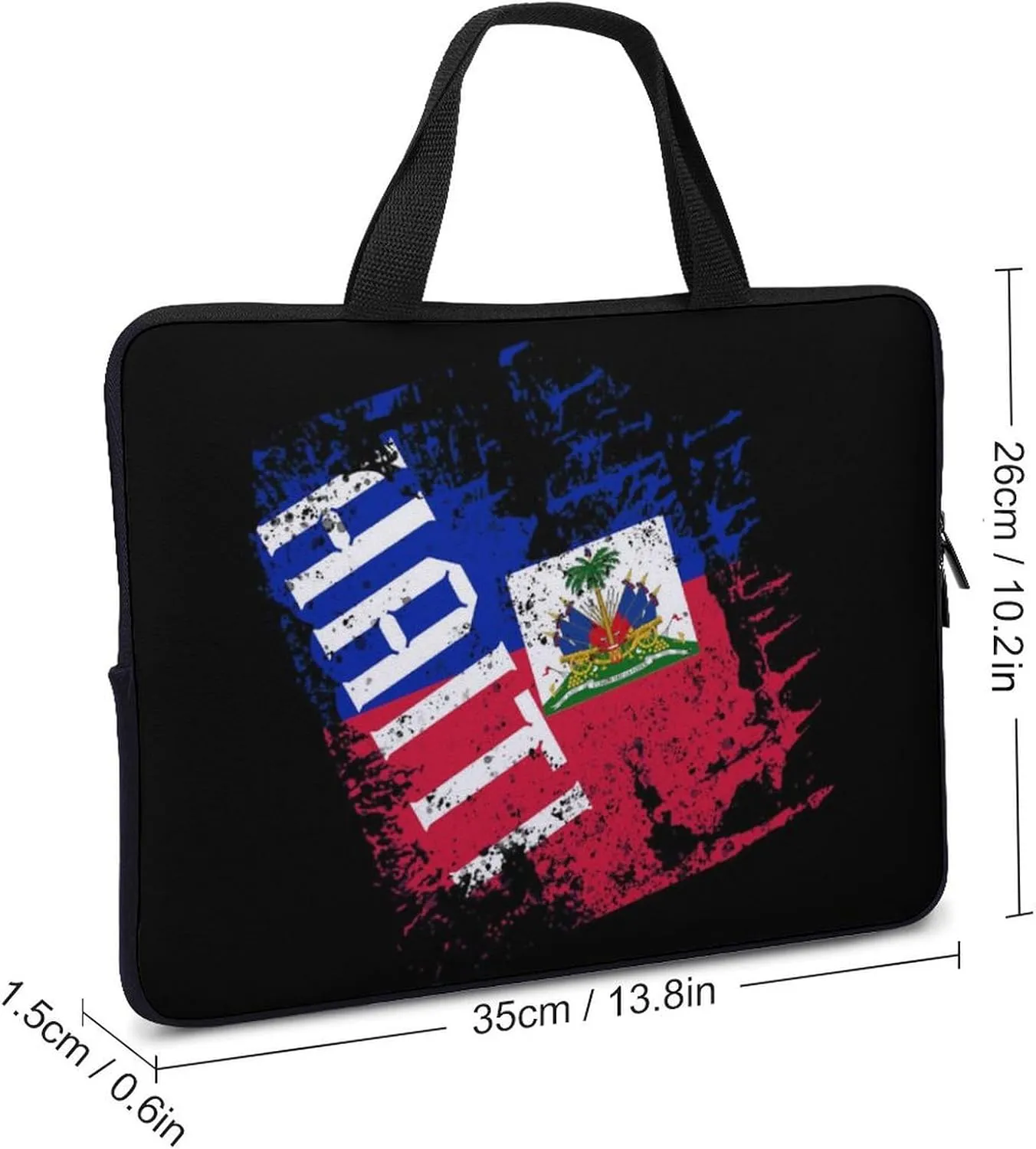 Haiti Flag Vintage Laptop Bag Laptop Case Computer Messenger Bag with Adjustable Shoulder Strap