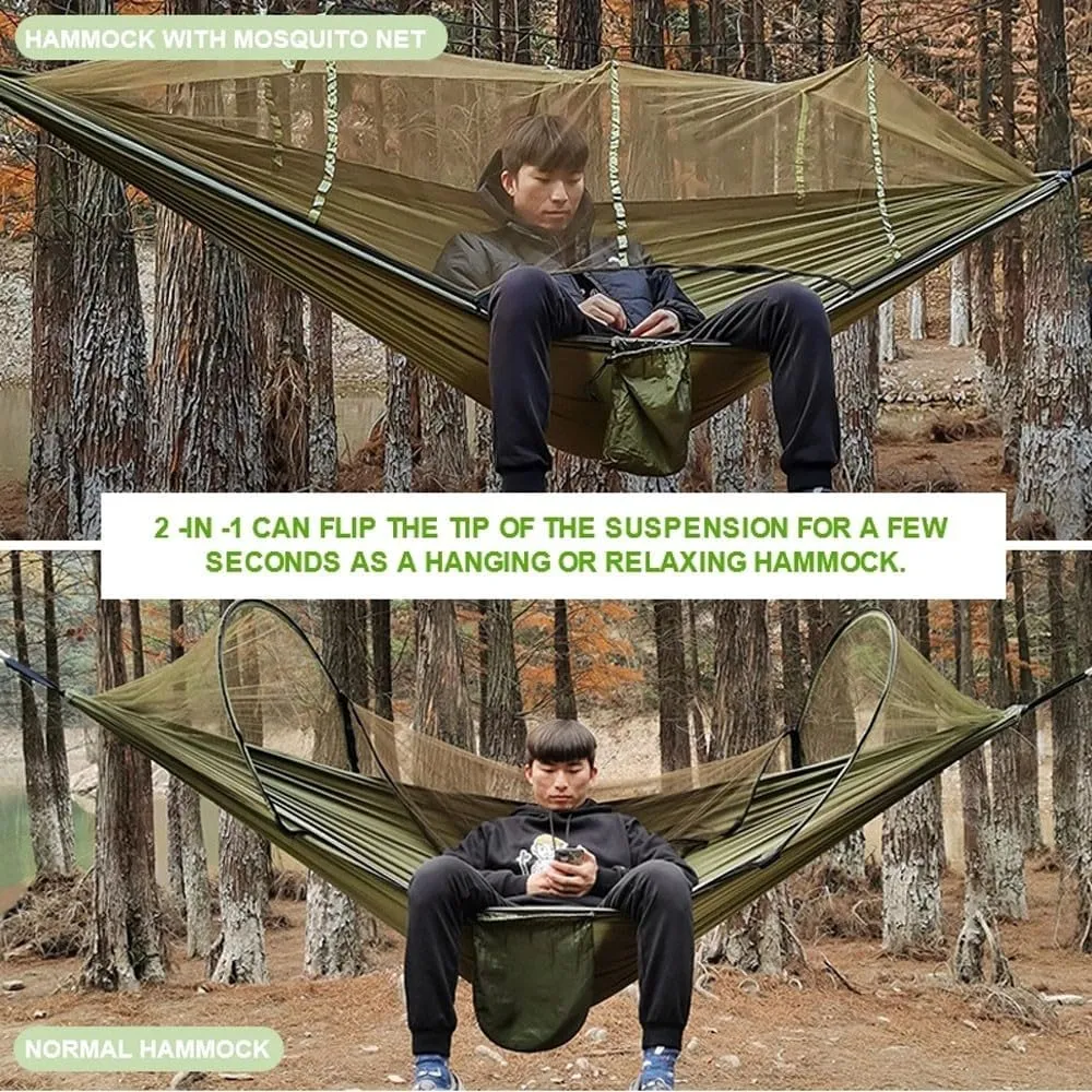 Hammocks,Sleeping Hammock Outdoor Parachute Camping Hanging Sleeping Bed Swing Portable Double Chair Wholesale(Upgrade Army Green)