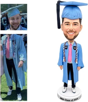 Handmade Bobblehead Doll Custom, Graduation Uniform Personalized Sculpture Gift for Graduate, Anniversary, Birthday | Artistic Handcrafted Figure with Unique Face & Outfit Design